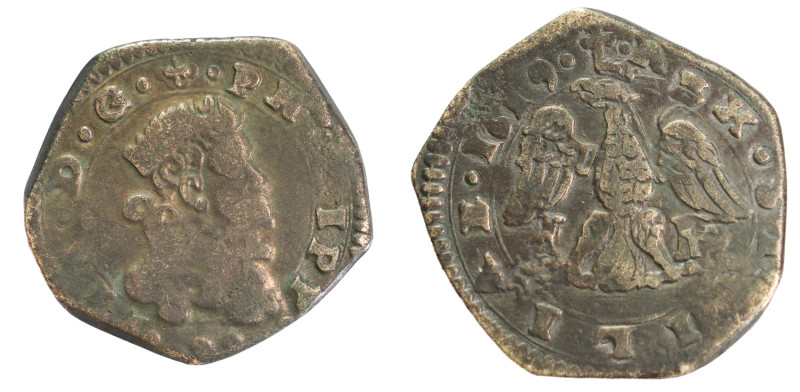 Filippo III di Spagna (1598-1621) . 1619. Messina. 2 tarì Ag gr.5,04. Spahr, 78;...