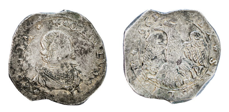 Carlo II (1665-1700). 1665. Messina. 4 tarì Ag gr.9,83. Spahr, 1; Buceti, 1. Rar...