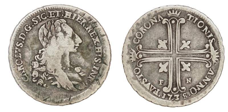 Carlo di Borbone (1734-1759). 1735. Palermo. 6 tarì Ag gr.13,.20 Spahr, 17 var.;...