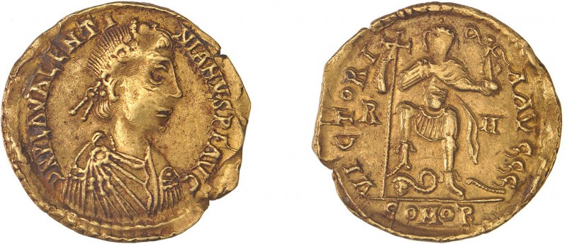 Roman - Valentinian III (425-455) - Solidus

Gold - Solidus, VICTORI AAVGGG/R-...