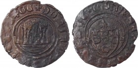 D. Afonso V - Ceitil

Ceitil, sem letra monetária, escudo do 2.º tipo, anverso: legenda começa às 5h, reverso: legenda começa à 1h, Magro 1.3.1 RRRR...
