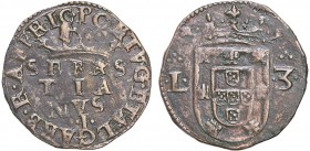 D. Sebastião I - 3 Reais

3 Reais, L-3, moeda reproduzida no catálogo A. Gomes, G.18.02, 4,45g, lindo MBC