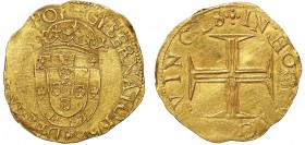 Portugal - Rulers of the Kingdom (1580) - 500 Reais

Gold - 500 Reais, closed crown, +GVBERNATORES:E:DEF(ENS:REG:D:)POR/+IN:HOC:SIG(NO):VINCES, Very...