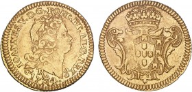 D. João V - Meio Escudo 1734 R

Ouro - Meio Escudo 1734 R, G.114.03, JS J5.395, AI.O199, MBC