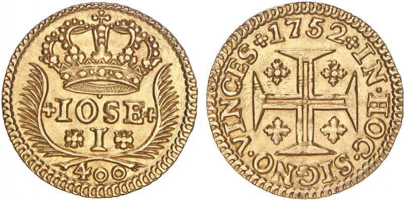 D. José I - Cruzado Novo (Pinto) 1752

Ouro - Cruzado Novo (Pinto) 1752, G.37....