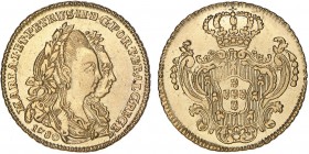 D. Maria I e D. Pedro III - Meio Escudo 1780

Ouro - Meio Escudo 1780, G.21.03, JS M1.56, BELA