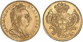 D. Maria I - Meio Escudo 1787

Ouro - Meio Escudo 1787, Véu de Viúva, G.21.01, JS M1.78, MBC+