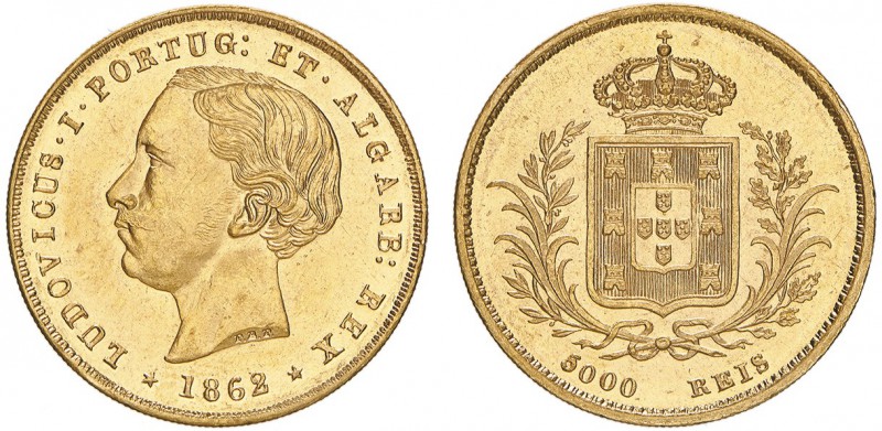 D. Luís I - 5000 Réis 1862

Ouro - 5000 Réis 1862, G.15.01, SOBERBA