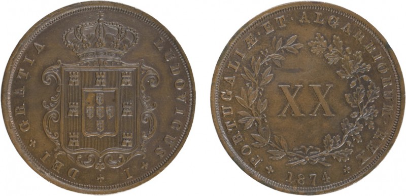 Portugal - D. Luís I (1861-1889)

XX Réis 1874, "4" with a bottom line, G.06.0...