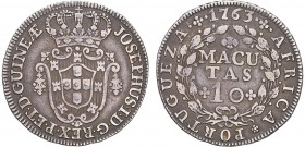 Angola - D. José I - 10 Macutas 1763

10 Macutas 1763, G.13.02, MBC