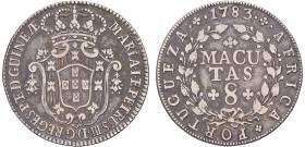 Angola - D. Maria I e D. Pedro III - 8 Macutas 1783

8 Macutas 1783, G.07.02, lindo MBC