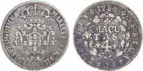 Angola - D. Maria I e D. Pedro III - 4 Macutas 1784

4 Macutas 1784, G.05.02, MBC/BC+
