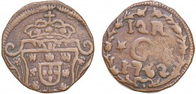 Índia - D. José I - 12 Réis 1762

12 Réis 1762, Goa, moeda reproduzida no catálogo A. Gomes, G.29.01, FV Jo.122, KM.140, 8,36g, MBC
