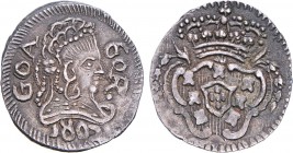 Índia - D. Maria I - Tanga 1802

Tanga 1802, Goa, Rara, G.28.02, FV M1.117, KM.208, 1,10g, BELA