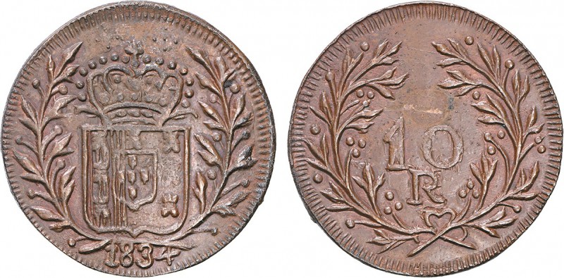 Índia - D. Maria II - Ensaio 10 Réis 1834

Ensaio 10 Réis 1834, Cobre, Goa, Ra...