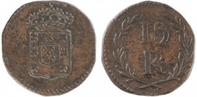 India (Colony) - D. Maria II (1834-1853)

15 Réis ND, Goa, G.11.01, FV M2.40, KM.263, 9.55g, Very Fine