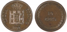 India (Colony) - D. Luís I (1861-1889)

10 Réis 1871, Mumbai, G.05.01, FV Lu.13, KM.303, 6.40g, Choice Very Fine