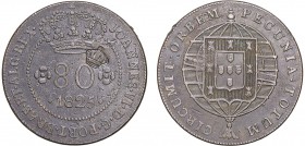 S. Tomé e Príncipe - D. Pedro V - Carimbo sobre 80 Réis 1825

Carimbo "Coroa Pequena" sobre 80 Réis 1825, de D. João VI (S. Tomé e Príncipe: 65 péro...