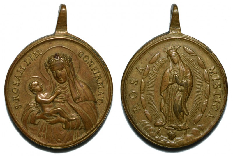 Medalha religiosa do séc. XVIII:

Sta. Rosa de Lima / Virgem Maria, Rosa Místi...