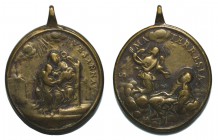 Medalha religiosa do séc. XVIII:

Santa Ana e a Virgem Maria / Transverberação de Sta. Teresa de Jesus. Oval 40x36 mm, bronze, MBC+