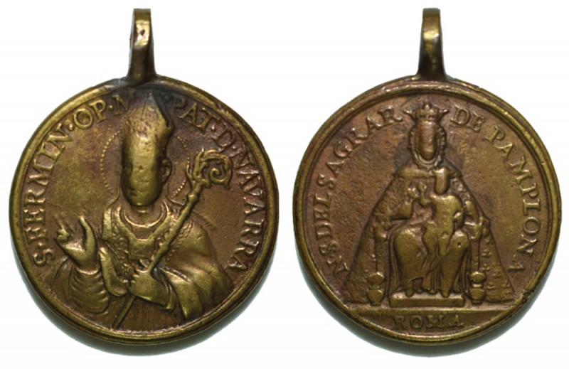 Medalha religiosa do séc. XVIII:

S. Firmino / Nossa Senhora “del Sagrario de ...