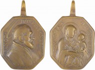 Medalha religiosa do séc. XVIII:

S. Filipe Néri / Nossa Senhora do Pópulo. Octogonal 38x32 mm, bronze, MBC-