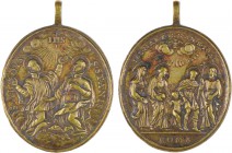 Medalha religiosa do séc. XVIII:

S. Luis Gonzaga e S. Estanislau Kostka / Sagrada Parentela de Jesus. Oval 45x40 mm, bronze, BELA