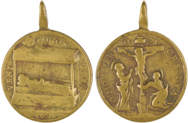 Medalha religiosa do séc. XVIII:

Dormição de Nossa Senhora / Crucificação de ...