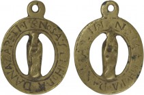 Medalha religiosa do séc. XVIII-XIX:

Nossa Senhora da Nazaré. Medalha vazada 28x38mm, bronze, BC.