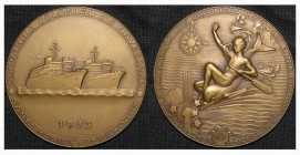 Medalha Companhia Colonial de Navegação

Bronze 1953 Inauguração das carreiras regulares entre Portugal e Brasil João da Silva 90mm 316,95g Rara BEL...