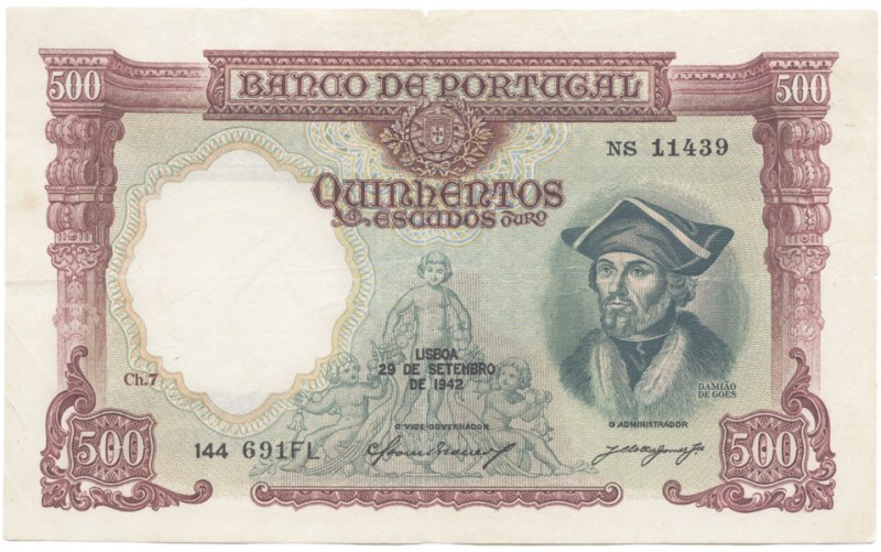 Notas - Portugal - 500 Escudos 29.9.1942

Banco de Portugal - 500 Escudos, 29....