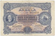 Paper Money - Angola (Colony) - 2.5 Escudos 1.1.1921

Banco Nacional Ultramarino - 2.5 Escudos, 1.1.1921, JS A54, Cat 56, Very Fine
