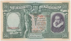 Paper Money - Angola (Colony) - 50 Angolares 1.3.1951

Banco de Angola - 50 Angolares, 1.3.1951, Manuel Cerveira Pereira, JS A79, Cat 84, New