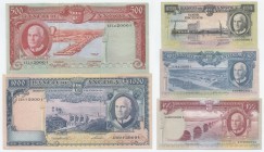 Paper Money - Angola (Colony) - Lot (5 Notes)

Lot (5 Notes) - Banco de Angola - 20, 50, 100, 500 e 1000 Escudos, 10.6.1962, Américo Tomás, JS A89-9...