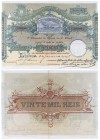 Notas - S. Tomé e Príncipe - 20.000 Réis 2.1.1897

Banco Nacional Ultramarino - 20.000 Réis, Lisboa, 2.1.1897, JS ST10, Cat 6, ___