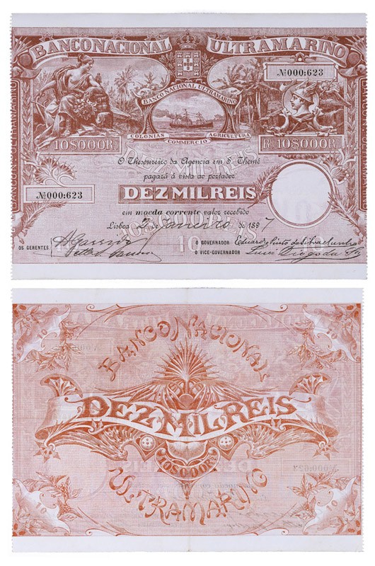 Notas - S. Tomé e Príncipe - 10.000 Réis 2.1.1897

Banco Nacional Ultramarino ...