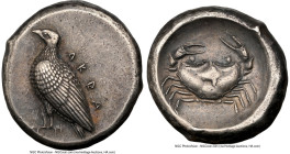 SICILY. Acragas. Ca. 500-470 BC. AR didrachm (19mm, 8.80 gm, 7h). NGC Choice XF S 5/5 - 4/5. AKRA, eagle standing left / Crab seen from above within r...