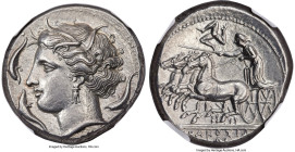 SICILY. Syracuse. Agathocles (317-289 BC). AR tetradrachm (24mm, 17.32 gm, 3h). NGC Choice XF 5/5 - 3/5, Fine Style, brushed. Pre-royal coinage, ca. 3...