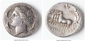 SICILY. Syracuse. Agathocles (317-289 BC). AR tetradrachm (25mm, 17.23 gm, 6h). XF. Pre-royal coinage, ca. 310-305 BC. Head of Arethusa left, wreathed...