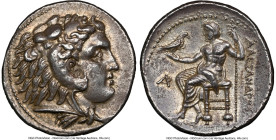 MACEDONIAN KINGDOM. Alexander III the Great (336-323 BC). AR tetradrachm (27mm, 17.20 gm, 11h). NGC Choice AU 5/5 - 3/5, Fine Style. Late lifetime-ear...