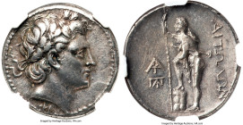 AETOLIAN LEAGUE. Ca. 250-225 BC. AR stater (24mm, 10.56 gm, 2h). NGC XF S 5/5 - 5/5. Laureate head of Apollo right, ΦI below neck / AITΩΛΩN, Aetolus s...