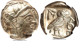 ATTICA. Athens. Ca. 440-404 BC. AR tetradrachm (23mm, 17.19 gm, 10h). NGC MS 5/5 - 4/5. Mid-mass coinage issue. Head of Athena right, wearing earring,...