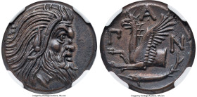 CIMMERIAN BOSPORUS. Panticapaeum. Ca. 4th century BC. AE (21mm, 12h). NGC Choice AU S, Fine Style. Head of bearded Pan right / Π-A-N, forepart of grif...