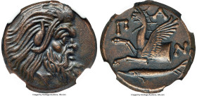 CIMMERIAN BOSPORUS. Panticapaeum. Ca. 4th century BC. AE (21mm, 7.13 gm, 11h). NGC Choice XF 5/5 - 5/5, Fine Style. Head of bearded Pan right / Π-A-N,...