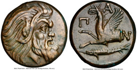 CIMMERIAN BOSPORUS. Panticapaeum. Ca. 4th century BC. AE (22mm 7.12 gm, 5h). NGC Choice VF 4/5 - 5/5, Fine Style. Head of bearded Pan right / Π-A-N, f...