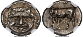 MYSIA. Parium. Ca. 4th century BC. AR hemidrachm (14mm, 2.45 gm, 6h). NGC AU S 5/5 - 5/5. Head of Gorgoneion facing, tongue protruding below upper row...