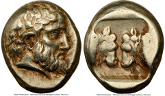 LESBOS. Mytilene. Ca. 454-427 BC. EL sixth-stater or hecte (11mm, 2.55 gm, 12h). NGC Choice VF 4/5 - 3/5, Fine Style, brushed. Wreathed head of Dionys...