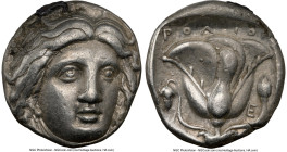 CARIAN ISLANDS. Rhodes. Ca. 316-305 BC. AR tetradrachm (23mm, 15.01 gm, 12h). NGC Choice VF 5/5 - 4/5, Fine Style. Rhodian standard. Head of Helios fa...