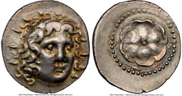 CARIAN ISLANDS. Rhodes. Ca. 40 BC-AD 25. AR drachm (20mm, 4.14 gm, 1h). NGC Choice XF 4/5 - 5/5. Radiate head of Helios facing, turned slightly right,...