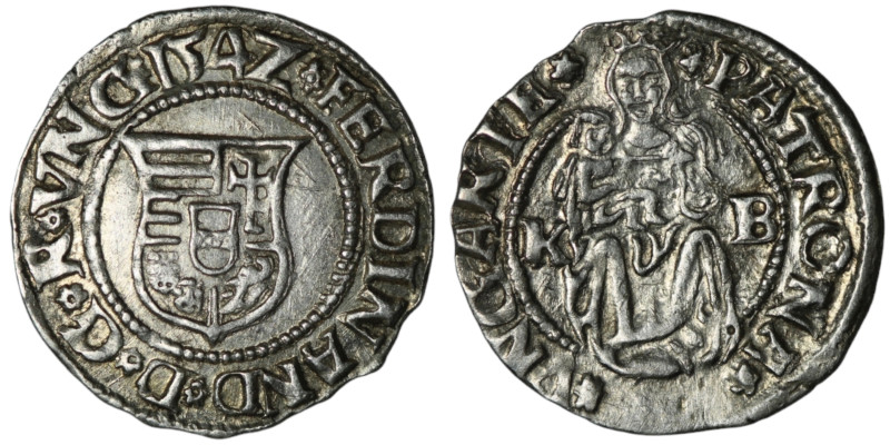 HUNGARY. Ferdinand I (AD 1526-1564). Kremnitz
AR Denar 1542 (15mm, 0,54g)